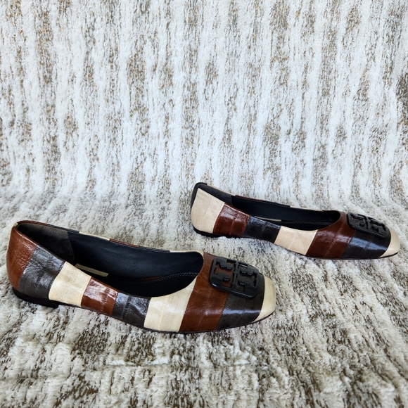 NWT Tory Burch "Georgia" Stripe Eel Leather Ballet Flats | Women's Size 7, 7.5 - Picture 10 of 14